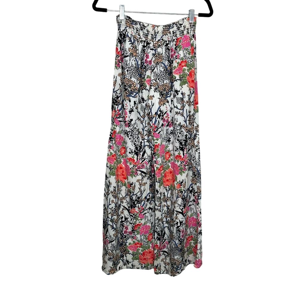 Filtre Women's Floral Wide Leg Palazzo Drawstring Pants size Small